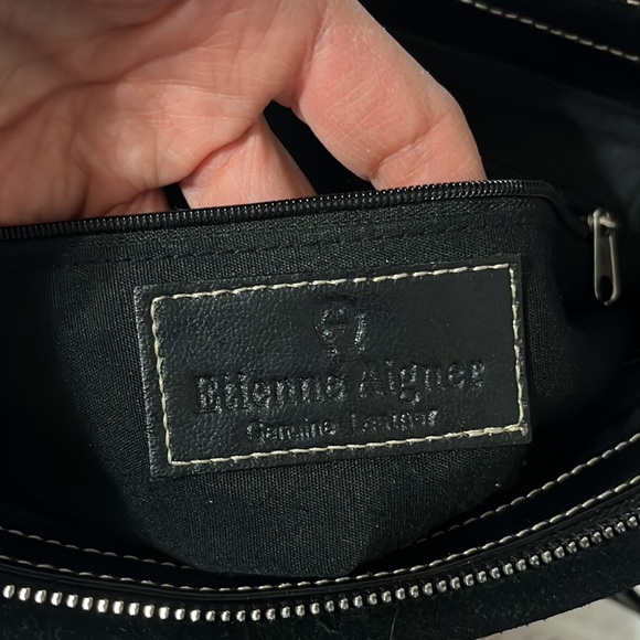 Etienne Aigner black leather shoulder purse (15” x 10.5” x  6”) - Picture 7 of 12